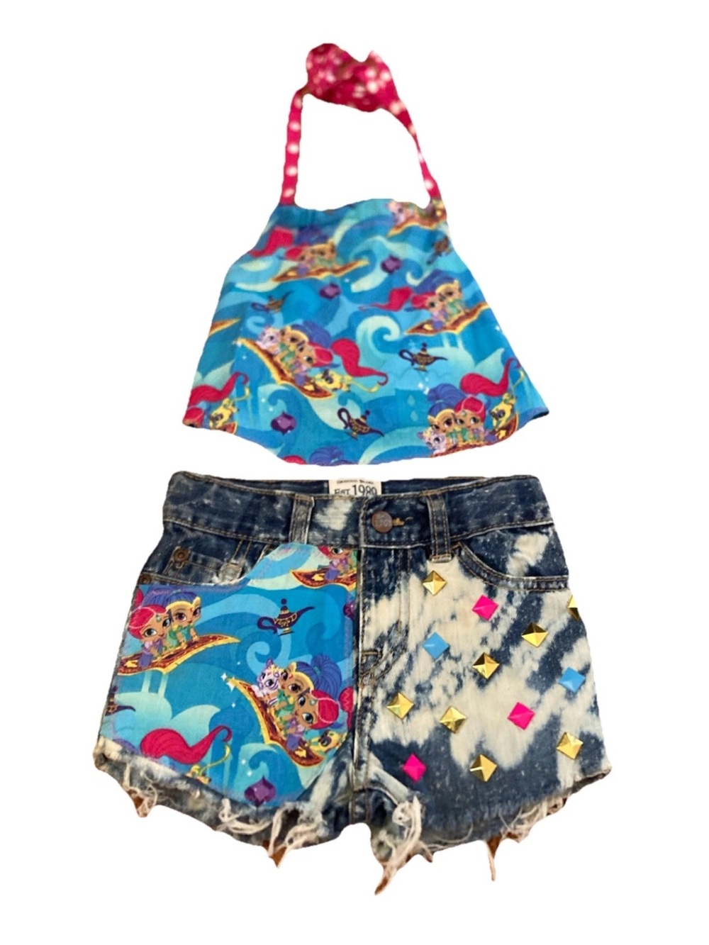 The Children's Place Adjustable Shorts and Custom *Shimmer & Shine* Halter Top
